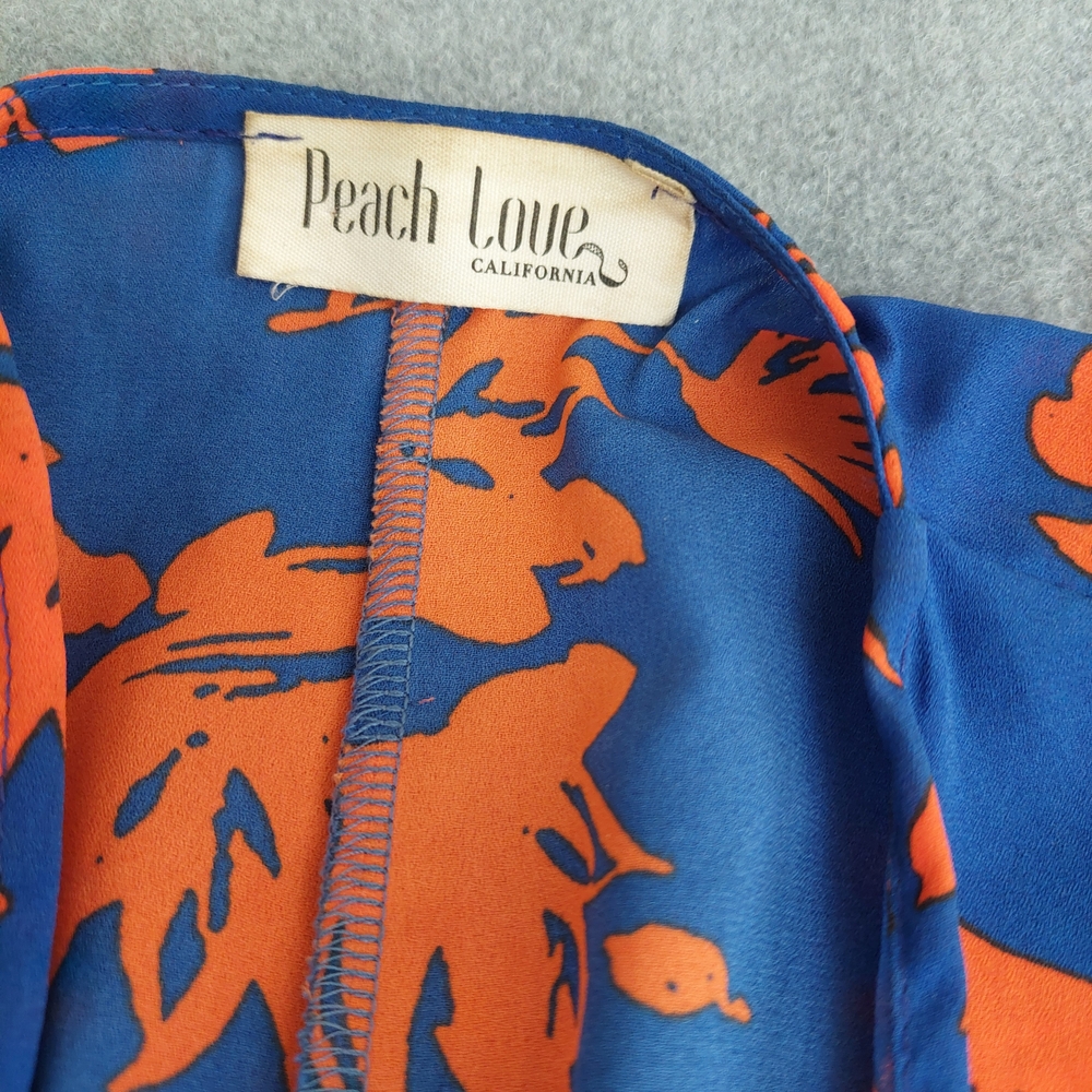 Peach Love California Blue & Orange Floral Kimono Cover-Up Medium - Picture 3 of 7